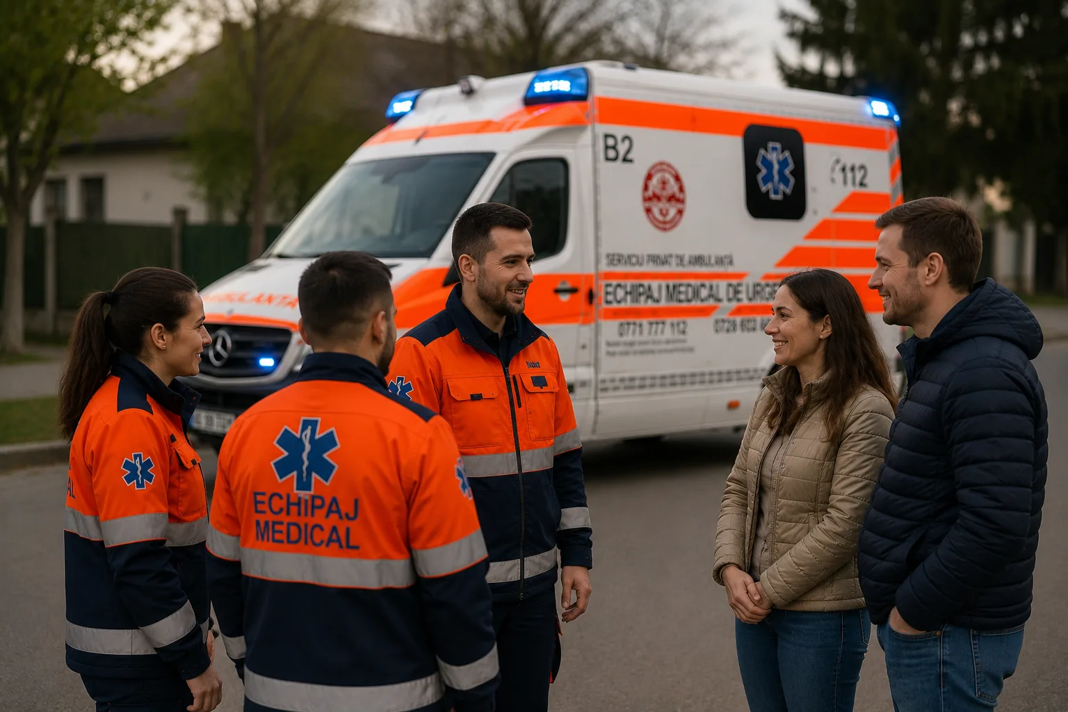 Echipaj TADYMED discutand cu familia pacientului